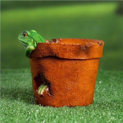 Декоративное кашпо «Горшок с лягушкой», 14×13×13 см, полистоун