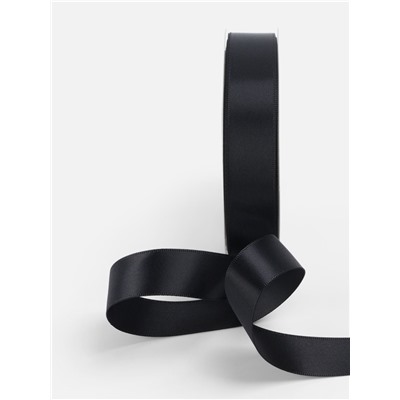 Лента атласная TEIRA, двухсторонняя, 20 мм, 25±1 м, чёрная №0030