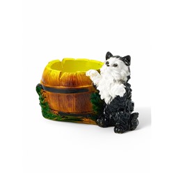 Декоративное кашпо для цветов «Котёнок с бочкой», 500 мл, 23×14×15 см, гипс