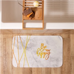 Коврик для ванной «Этель» Be happy, 80×50 см, велюр