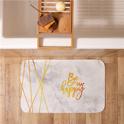 Коврик для ванной «Этель» Be happy, 80×50 см, велюр