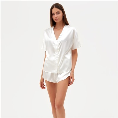 Пижама женская (рубашка, шорты) женская MINAKU: Light touch, молочная, размер 42