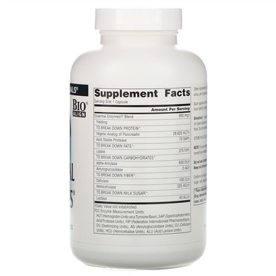 Source Naturals, Daily Essential Enzymes, добавка с незаменимыми ферментами для ежедневного использования, 500 мг, 240 капсул