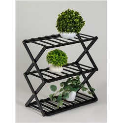 Подставка для цветов Greengo, 3 полки, 50×25×46 см, напольная, бамбук, чёрная