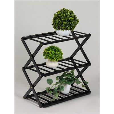Подставка для цветов Greengo, 3 полки, 50×25×46 см, напольная, бамбук, чёрная