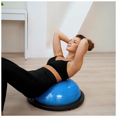 Полусфера BOSU гимнастическая ONLYTOP, 58×25 см, с насосом, синяя