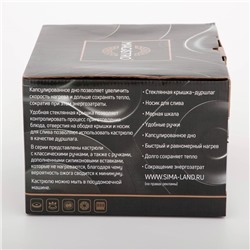 Кастрюля Magistro Tefida, 2.5 л, AISI - 201, стеклянная крышка-дуршлаг, носик для слива, капсульное дно, силиконовые ручки, нержавеющая сталь