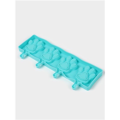 Форма для мороженого «Лапки», силикон, 26×14 см, 4 ячейки (8.5×8.5 см), МИКС