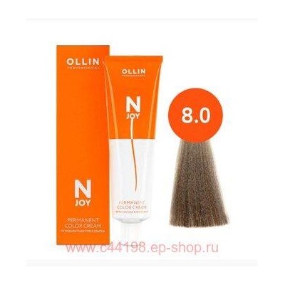 OLLIN "N-JOY" 8/0 – светло-русый, перманентная крем-краска для волос 100мл