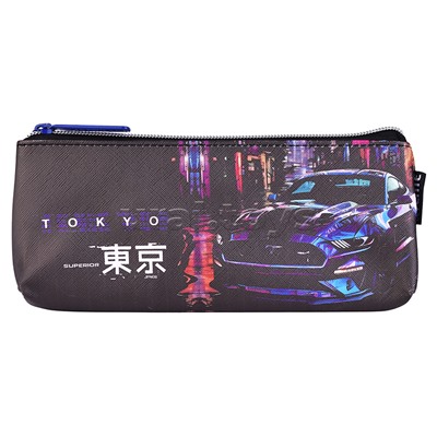 Пенал "Label. Tokyo Drift" 21x8x3,5 см, треугольный для 45 предметов, на молнии, искусственная кожа до -40C с антивандальной фактурой, с подкладом