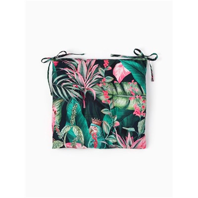 Подушка на стул «Этель» Tropical parrots, 46×46 см, чёрная