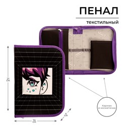 Пенал школьный, 1 секция, 14×21×4 см «Аниме. Взгляд»