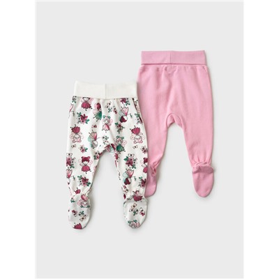 Ползунки детские трикотажные для девочек, 2 шт в комплекте