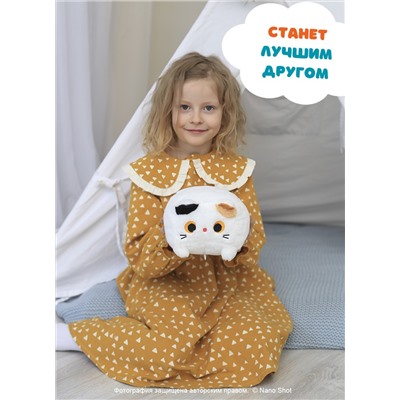 Мягкая игрушка кот-кирпичик котокуб глазастый квадратный котик, белый 15 см