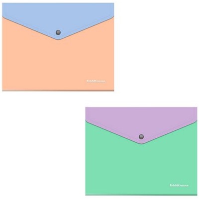 Папка с кнопкой  А5+ 180мкм 61150 Matt Pastel Bloom с доп.карманом ErichKrause