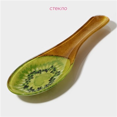 Подставка под ложку Доляна «Романтичный киви», 23.5×8.3×1.5 см, стекло