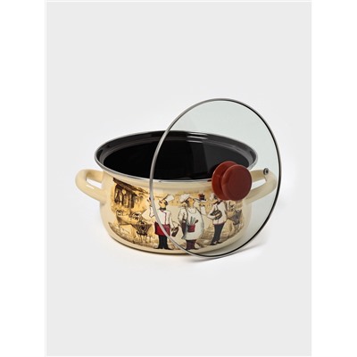 Кастрюля эмалированная «Сомелье», 3 л, d=23.1 см, цвет слоновой кости