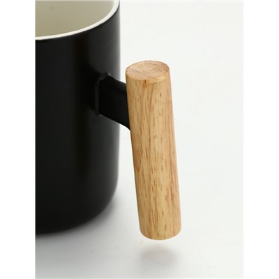 Кружка керамическая «Всегда есть время», 400 мл, деревянная ручка