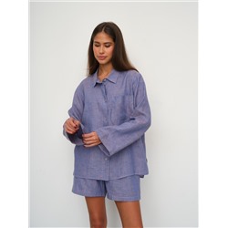 Рубашка короткая  S021_Olympic Blue/Голубой меланж