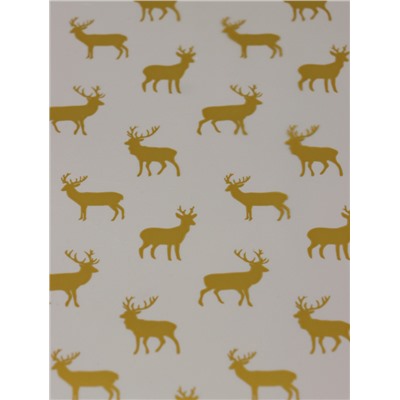 Пленка новогодняя глянцевая «Северные олени», прозрачная, золото, 0.7×7.5 м, 40 мкм, 200 г