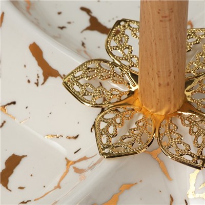 Менажница 4 ячейки «Марбл», 20×3.2 см, цвет белый