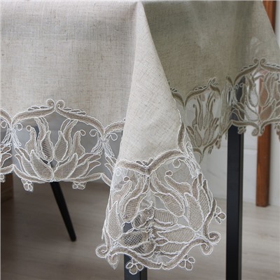 Скатерть «Этель. Ажурная», 120×150±5 см, бежевая