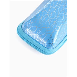 Футляр для очков на молнии, с серебристым принтом, размер 16×6×7 см, голубой