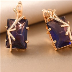 Серьги с крупным камнем ювелирная бижутерия коллекция "Дубай", покрытие позолота,  вставка: фианит, цвет: фиолетовый, арт.217.354