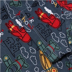 Пижама для мальчика (футболка и шорты) «Самолёты», серая, размер 30-32 (110-116 см)