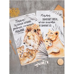 Набор кухонных полотенец Этель «Семейство кошачьих» 40×73 см - 2 шт., 100% хлопок, вафля 160 г/м²