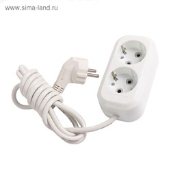 Удлинитель сетевой Smartbuy, 2 розетки, 2 м, 3500 Вт, ПВС 3×1 мм2, 16 А, с заземлением, белый