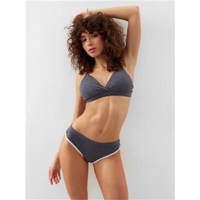 Комплект нижнего белья женский (топ, трусы) Collorista, тёмно-серый, размер 46-48