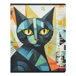Тетрадь 48л., клетка, А5 "Графичные коты" скрепка