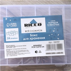 Органайзер для хранения RICCO, пластик, 24 ячейки, 19,5×13,5×2 см, прозрачный
