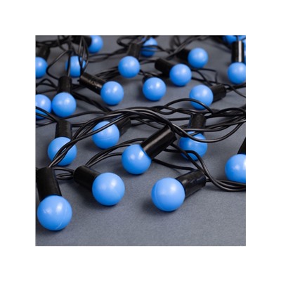 Гирлянда «Нить» 20 м с насадками «Шарики 1.5 см», IP44, тёмная нить, 200 LED, свечение синее, 8 режимов, 220 В