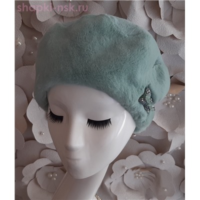 Волна бантик-бисер кролик Берет женский (56-58)