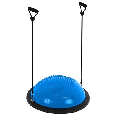 УЦЕНКА Полусфера BOSU гимнастическая ONLYTOP, массажная, с насосом, 58×25 см, синяя