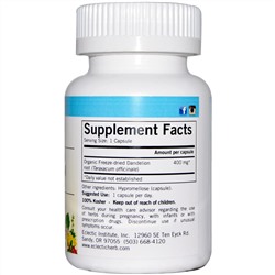 Eclectic Institute, Dandelion Root, Raw, 400 mg, 90 Non-GMO Veg Caps