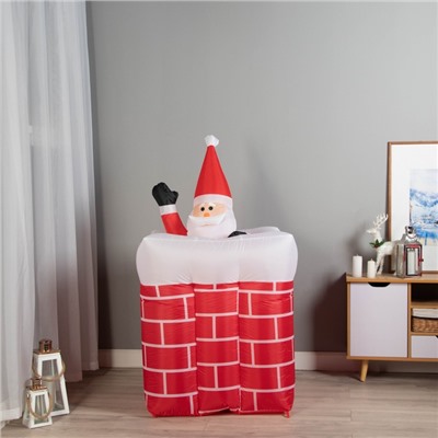 Надувная фигура новогодняя «Зимнее волшебство. Дед Мороз вылезает из трубы», двигается, 150 см