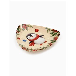 Тарелка новогодняя плоская «Пингвин», 18×18 см