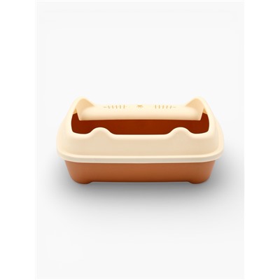 Туалет, 36×28×14 см, с боковым входом, бортами и совком, коричневый