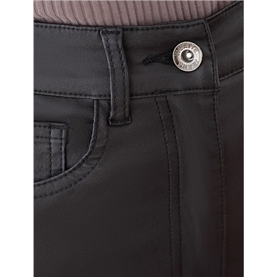 Брюки-трубы из эластичного хлопка с эффектом кожи