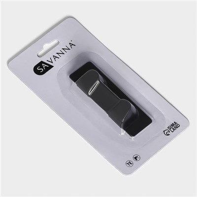 Крючок самоклеящийя SAVANNA Black Loft, планка, металл, 2 крючка, 8×2×2.5 см, чёрные