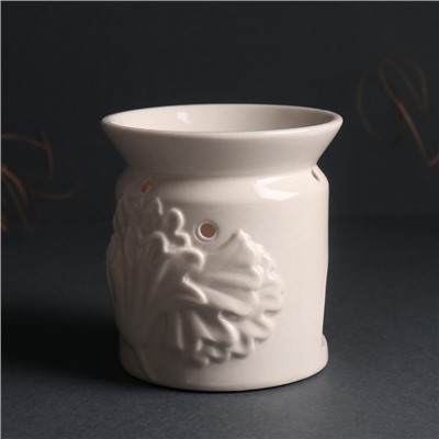 Аромалампа для эфирных масел «Листва», керамика, белый, 9×9×9.4 см