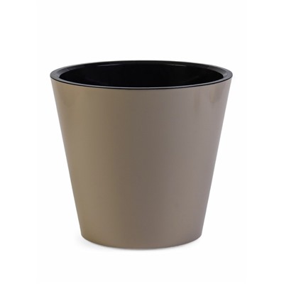 Кашпо для цветов с дренажной вставкой Rosemary, 5 л, d=23 см, пластиковое, бежевое