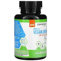 Zenwise Health, Omega 3, 6, and 9 Vegan DHAhi, 60 Softgels