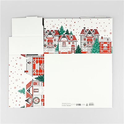 Коробка подарочная новогодняя складная Sweet home, 31.2×25.6×16.1 см, Новый год