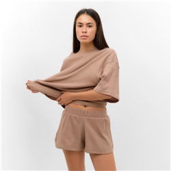 Пижама женская (футболка, шорты) KAFTAN Basic line, размер 42, цвет кофейный