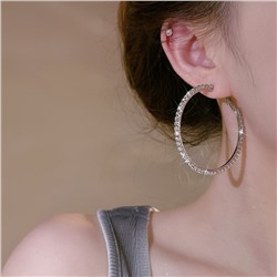 Серьги кольца с сияющими кристаллами 1 пара. Цвет: СЕРЕБРО