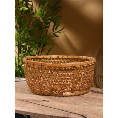 Корзина плетёная «Клоус», 32×32×13 см, бамбук, светлая